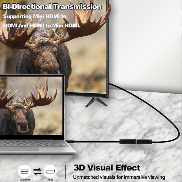Mini HDMI til HDMI Adapterkabel Højhastigheds Bi-direktionel Mini HDMI Han til