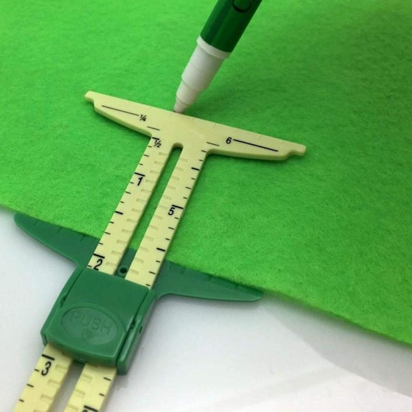 x 5 in 1 Plastic Sliding Ruler: Sewing, Patchwork, Sewing, Home Decor, Eyelets, Seam Allowance, Hem Gauge, Circle Compass