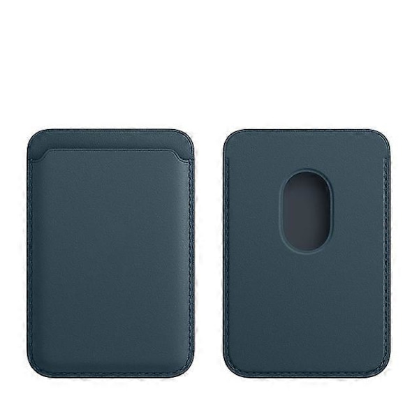 For Magsafe Magnetisk Lær Kort Holder Lommebok Etui For iPhone 14 Pro Max 13 12 11 XS XR X 7 8 Plus Mini Deksel Tilbehør Navy Blue