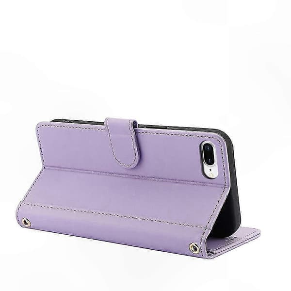Läderfodral med \"Skin Feel\" för iPhone 7 Plus och 8 Plus Purple