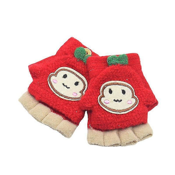 Höst- och vinterbabyhalvfingervantar för barn 2-5 år gamla pojkar och flickor söta stickade varma vantar Cover3setmulti-color