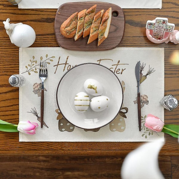 1/4 st påskhare bordsmatta kanin påsk bordstablett Holiday bordsskiva heminredning 4Pcs