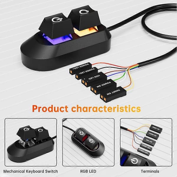 Desktop Computer Switch Button Extension Cable PC Power Button Mekanisk Switch Stil B Svart