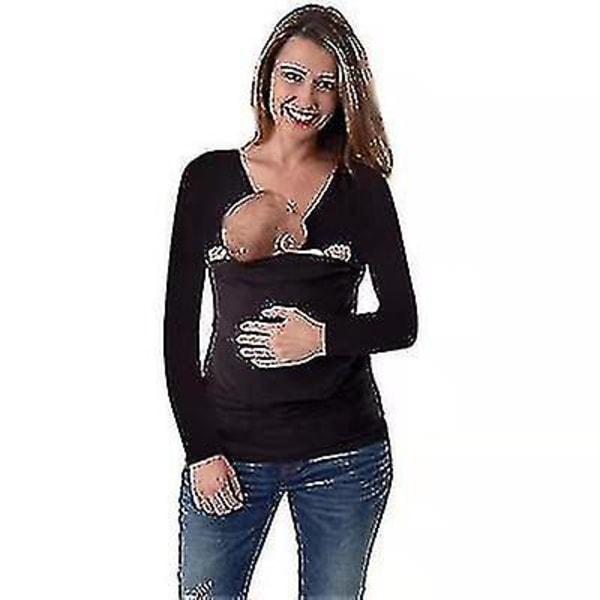 Kangaroo Large Pocket Vest T-shirt Herr Kvinnor Pappa Mamma Care Bonding Shirts Black men XL