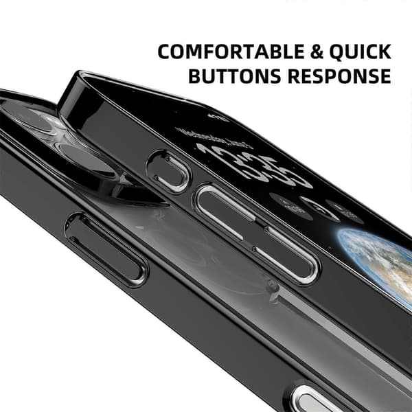 För iPhone 16 Pro Transparent Mobilskal PC+TPU Baksida Black