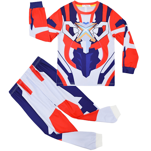 Kevät- ja syksymalli 2023, numeroitu cm-painatus, 100-140 lasten kotivaatteet, pitkähihaiset pyjama, kaksiosainen puku 140cm  one cm larger