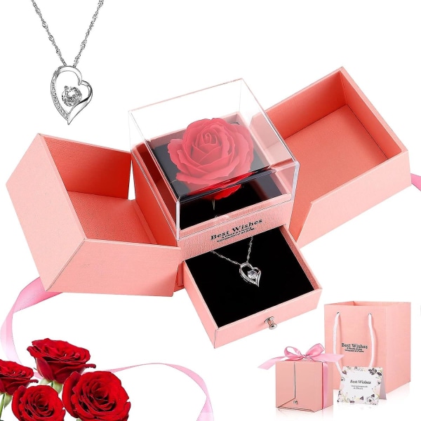 Forever Red Rose Jewelry Gift Box - Gave til Valentinsdag/jubileum/bursdag