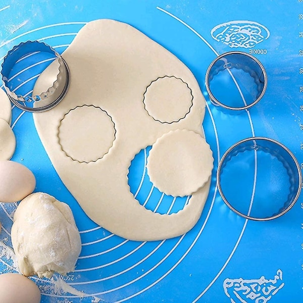 Cookie Cutters / Cake Cookie Scone Cutters Forms Stempler for matlaging baking ( 3 stk, rund kant)