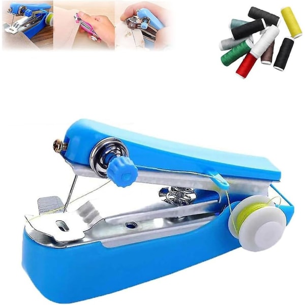 Bærbar symaskine, Handy Sewer, Håndsymaskine, Mini Symaskine Håndholdt, Mini Bærbar Symaskine (blå)