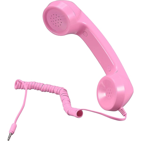 3,5 mm Retro telefonlur Telefonmottagare för mikrofonhögtalare Smidig rosa Pink