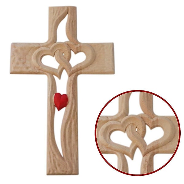 Valentinsdag Trækors Dobbelt Hjerte Ornament Kærlighed Skulptur Kunst Hjem Dekoration Gaver