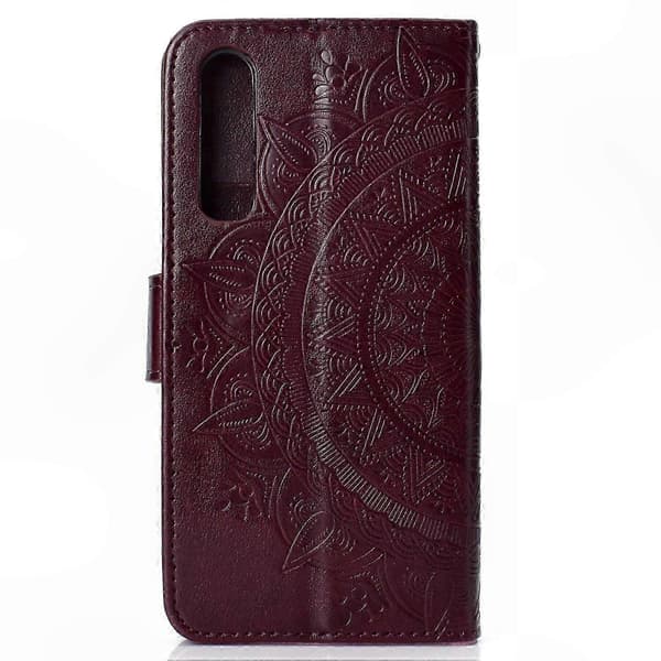 Mandala Blomster Plånboksfodral med PU-läder för Smartphone - Grått Skyddsfodral Wine Red