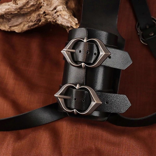 Ryggsvärd Skuldra Grod PU Hängare Medeltida för Viking Renässans Vuxna Män Black 64 to 76cm