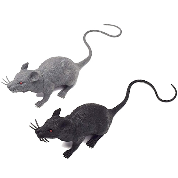 2PCS Fake Rat Fake Mouse Plastic Squeezable Rats Realistic Halloween Rats Decorations Pranks Props