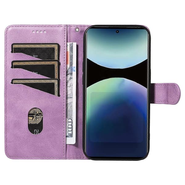 Plånboksfodral för Xiaomi Redmi Note 14 Pro 4G, T-formade linjer Läder Telefonskydd Ställ Light Purple