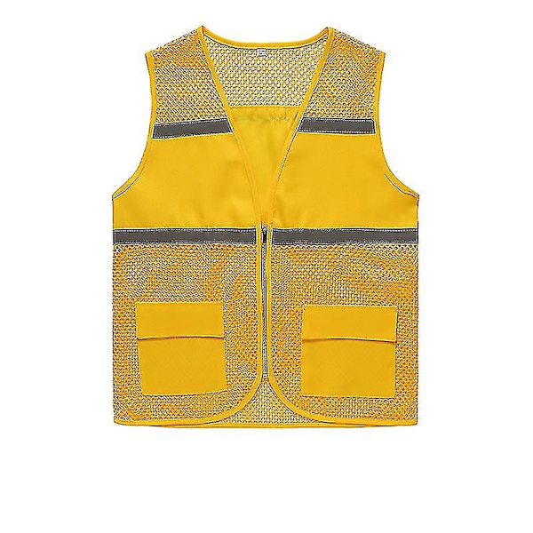 Damevest, Høy Sikkerhetsvest Refleks Arbeidsvest Jakke Yellow 3XL