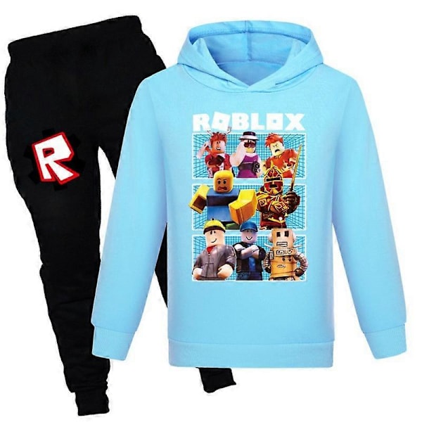 Joululahjat Roblox 2 kpl Pelikuvioinen Huppari ja Housut Setti Tytöille Pojille Huppari Pusero Yläosat Lapsille Teineille sky blue 3-4years