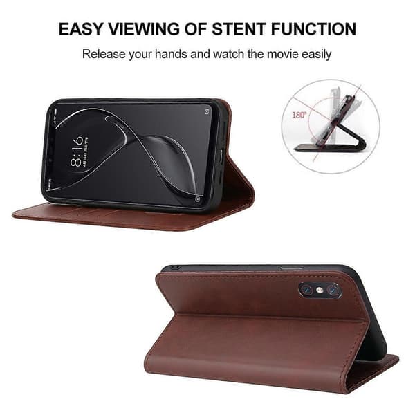 Magnetiskt Läderfodral för Xiaomi Mi 8 Explorer Brown