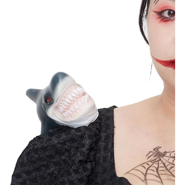Halloween Party Rolig Axelväska Dockteater för Cosplay Utstyrsel (Pumpkin Axelväska) Shark Shoulder Sitter