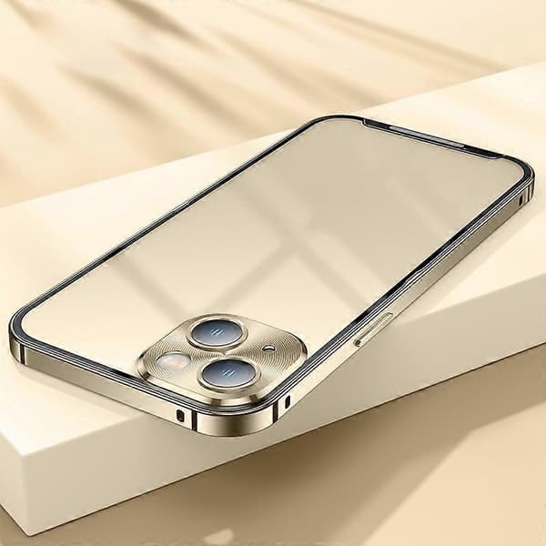 Frostet metal telefoncover til iPhone 14 Plus Gold