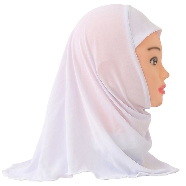 Headwrap Islamiska arabiska Scarfs Sjalar Passar 2-7 år gammal muslimsk hijab Scarf Flickor Barn Turban Kepsar Blomma Headscarf White