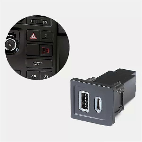 Bil USB-oplader PD Quick Charge QC3.0 Telefonopladningsadapterudtag til T5 2003-2015 Svart