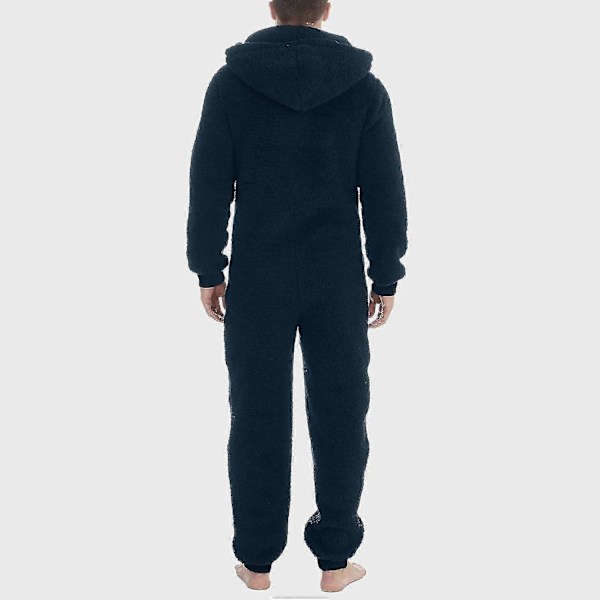 Mænds En-delt Flanel Pyjamas Fuzzy Fleece Flanel Onesies Nattøj Letvægts Plus Størrelse Varmt Vinter Jumpsuit Pjs11 Grey S