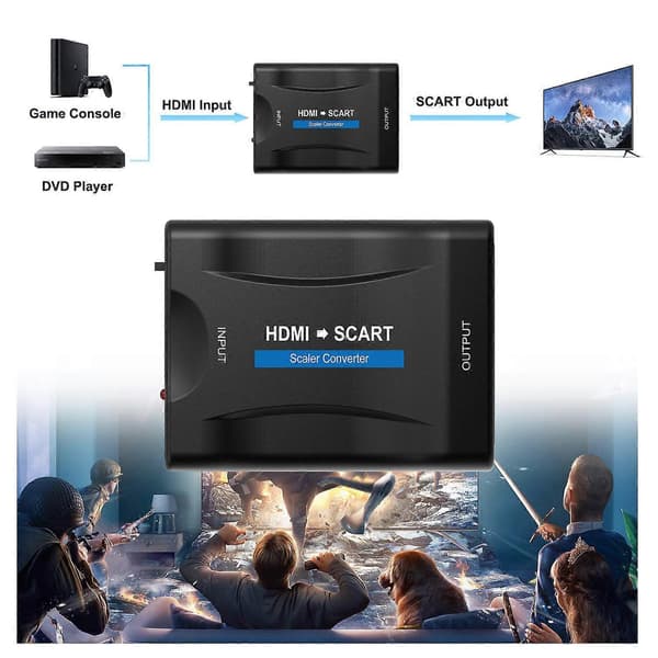 HDMI til SCART-omformeradapter, støtter PAL/NTSC-formater