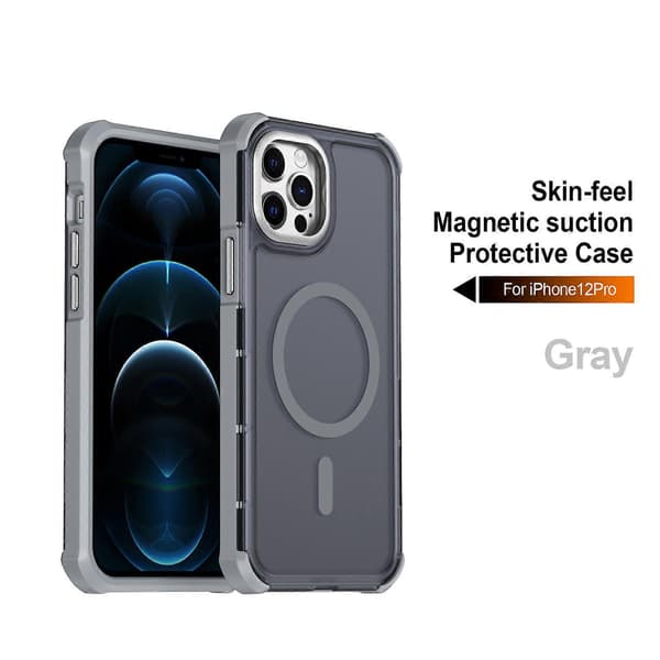 Kompatibel med iPhone 12 Pro / iPhone 12 Magnetiskt skal Galvaniserad ram Hudvänligt TPU+PC Mobilskal