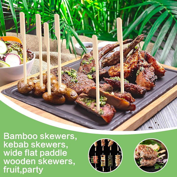 15 cm bambusspyd, 100 STK Kababspyd plukker padle trespyd for cocktail, frukt, grilling, drikke, BBQ, fondue