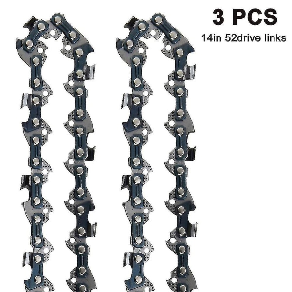 3-delt sæt Universal Logging Motorsavskæder 3/8 Lp Pitch Semi-chisel 14 inch 52drive links