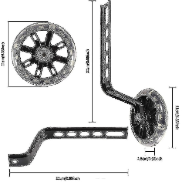 Sykkeltreningshjul, 1 par sykkeltreningshjul for barn Svarte sykkelstabilisatorer Støttehjul Gutter Jenter