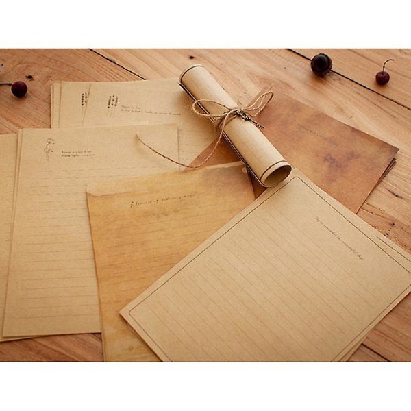 12 stk Vintage Kraft papir skrivepapir Europæisk stil papir til brevskrivning brevpapir Stati