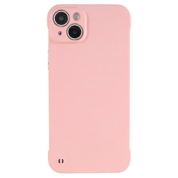 Kompatibel med iPhone 15 Plus etui rammeløst hud-touch hårdt PC telefoncover Pink