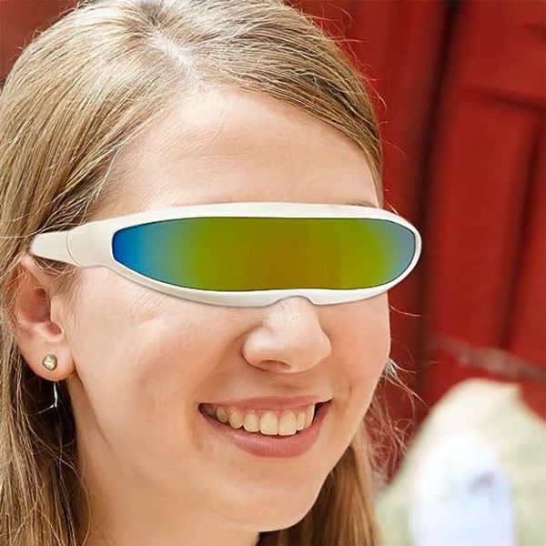 Solglasögon, futuristiska glasögon Smal färg Spegelglas Nyhet Coola glasögon för fest Cosplay Robot rymdkostym, gul Yellow
