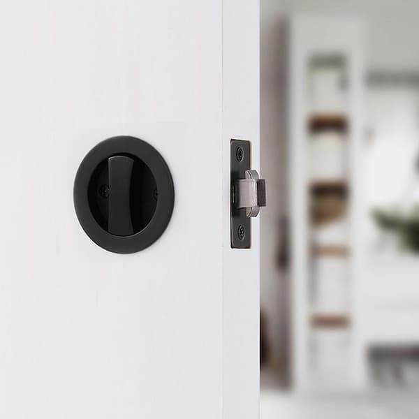 Invisibles Rund Skydedørslås Auti-Rust Slidstærk Dør Lås til Badeværelse Matte Black Single Hook