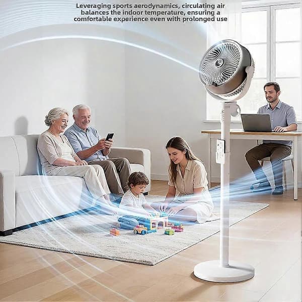 Airs Circulator Piedestalventilator Energieffektiv Stående Ventilator til Stue Kontor White