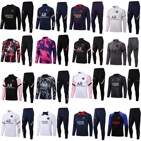 Paris, Atletico Madrid, Inter Milan, Liverpool, Marseille Brasilien Långärmad Tröja, Träningsdräkt för Vuxna och Barn, Fotbollströja Set 35 XL
