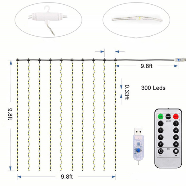 Valonauha 300 LED 3m*3m, 8 valaistustilaa, matala