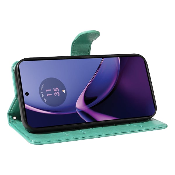 For Motorola Moto G84 5G skinntelefonveske med aprikosblomstmønster Green