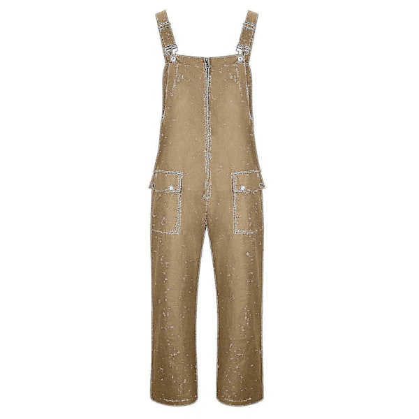 Herrebukser Retro Herre Cargobukser Nye Løse Og Store Størrelser Avslappede Overalls Yellow L