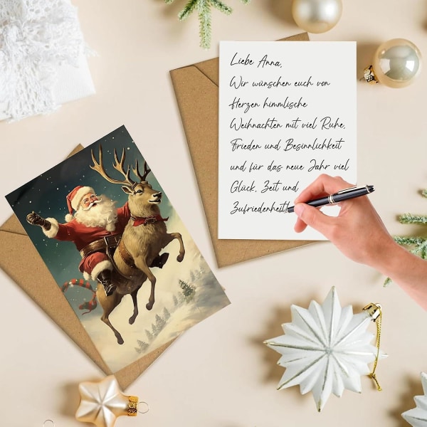2024,julekort med kuvert sæt 20 stk nostalgiske julekort sæt med julepostkort A6 julekort