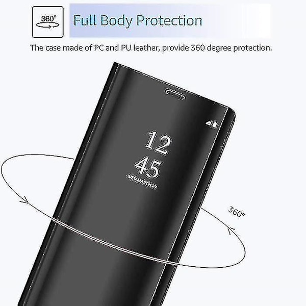 Etui Samsung Galaxy Note 8 Clear View Case Støtsikker Speil Flip Case Clear View Cover Stativ Samsung Note 8 Svart