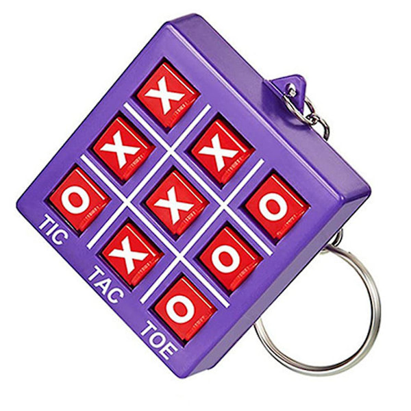 Tic Tac Toe Mini Nøkkelring for Barn Dekompresjon Xo Spill Fest Favors Goody Bag Fillers Kreative Gaver Purple