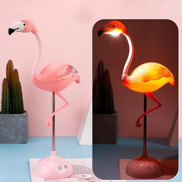 1 stk. Flamingo skrivebordslampe, sød lyserød lampe Kawaii skrivebordstilbehør, lys 360° fleksibel hjem soveværelse stud