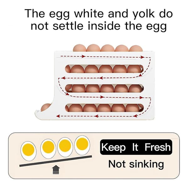 Eggdispenser - Automatisk Rullende Eggbrett Organizer, Plassbesparende Kjøleskaps Egg, Rommer 28 Egg Samtidig -B