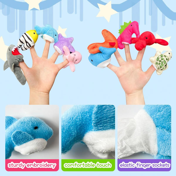 10 st fingerdockor för småbarn, mjuka plysch marina djur fingerdocka leksaker för berättelsetid lektid visar festgåvor, pedagogiska dockor 10 Pcs Marine Animals Finger Puppet