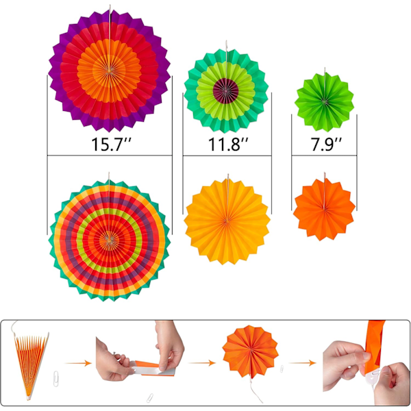 35 stk Fiesta Papirvifte Festdekorasjonssett - Hengende Svirler Dekortilbehør