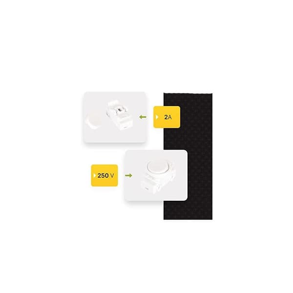 OJ-336 5-pack 2A 250V Infälld Vippströmbrytare med Ring och Vipparm Vit
