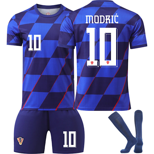 Kroatien fodboldtrøje hjemme 2024 nummer 10 Modric EM-trøjesæt til mænd og børn grænseoverskridende version #24